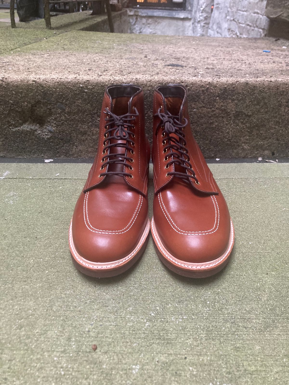 Photo by jamwithsam on October 3, 2023 of the Alden Indy Boot in Brown Atlantic Club Calf.