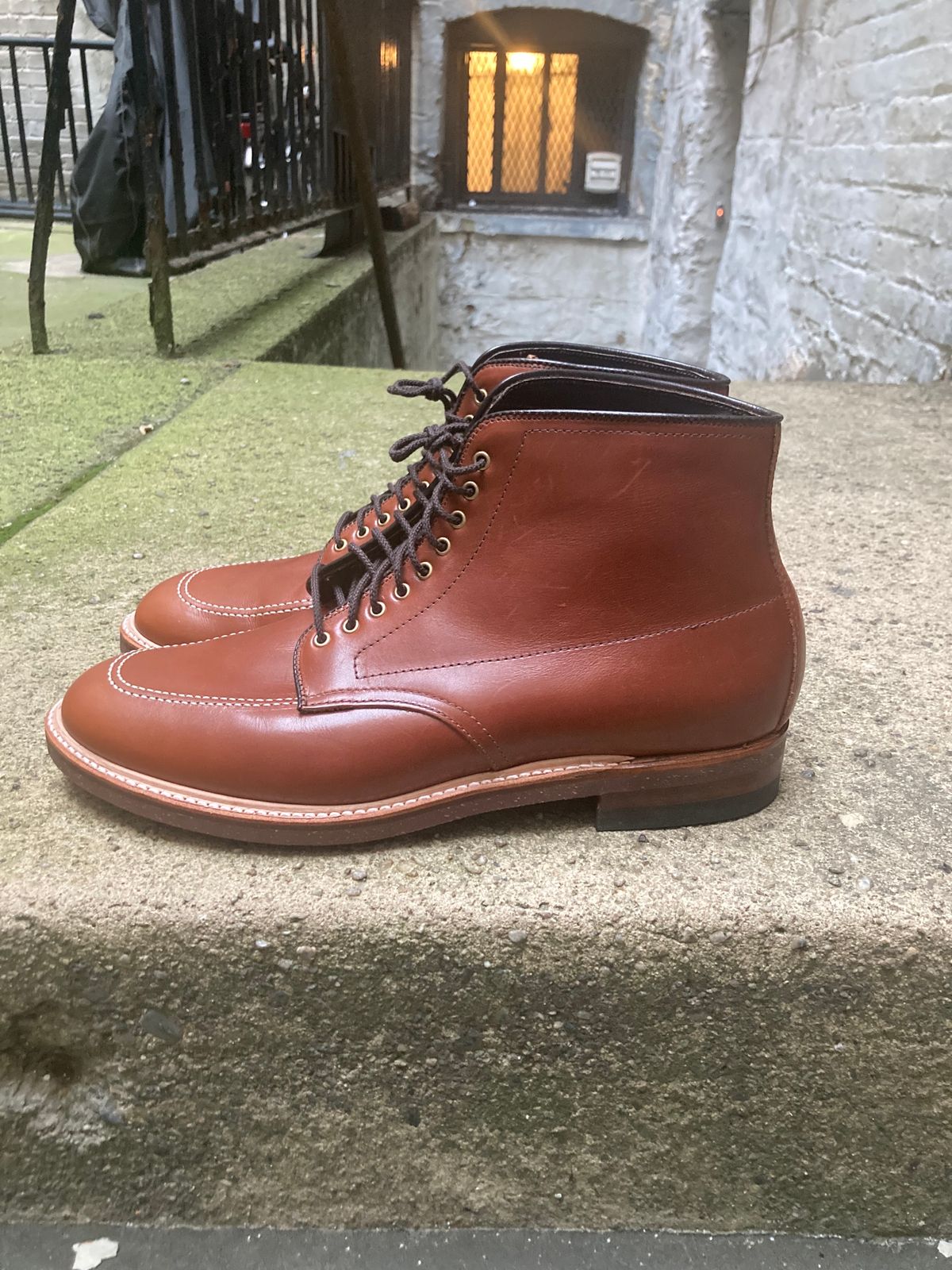 Photo by jamwithsam on October 3, 2023 of the Alden Indy Boot in Brown Atlantic Club Calf.