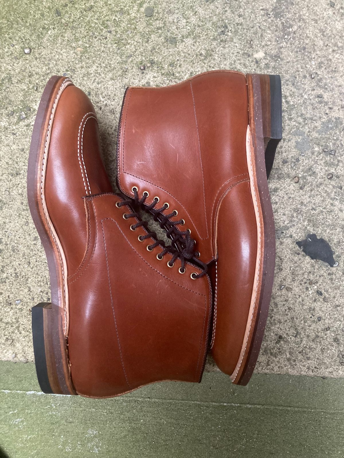 Photo by jamwithsam on October 3, 2023 of the Alden Indy Boot in Brown Atlantic Club Calf.