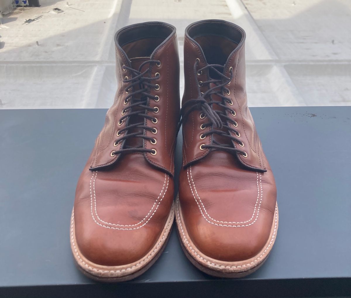 Photo by jamwithsam on November 4, 2023 of the Alden Indy Boot in Brown Atlantic Club Calf.