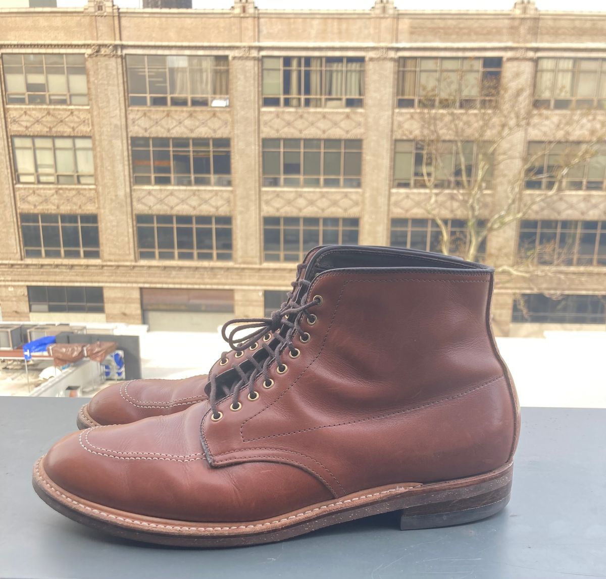 Photo by jamwithsam on November 4, 2023 of the Alden Indy Boot in Brown Atlantic Club Calf.