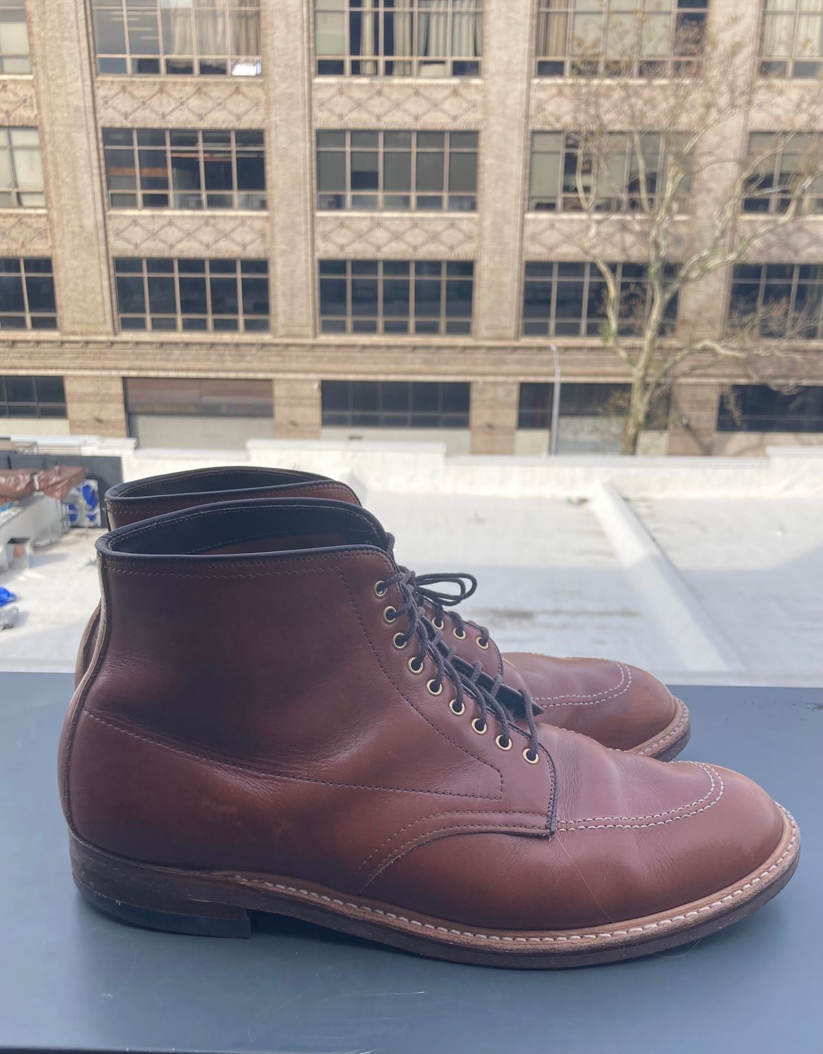 Photo by jamwithsam on November 4, 2023 of the Alden Indy Boot in Brown Atlantic Club Calf.