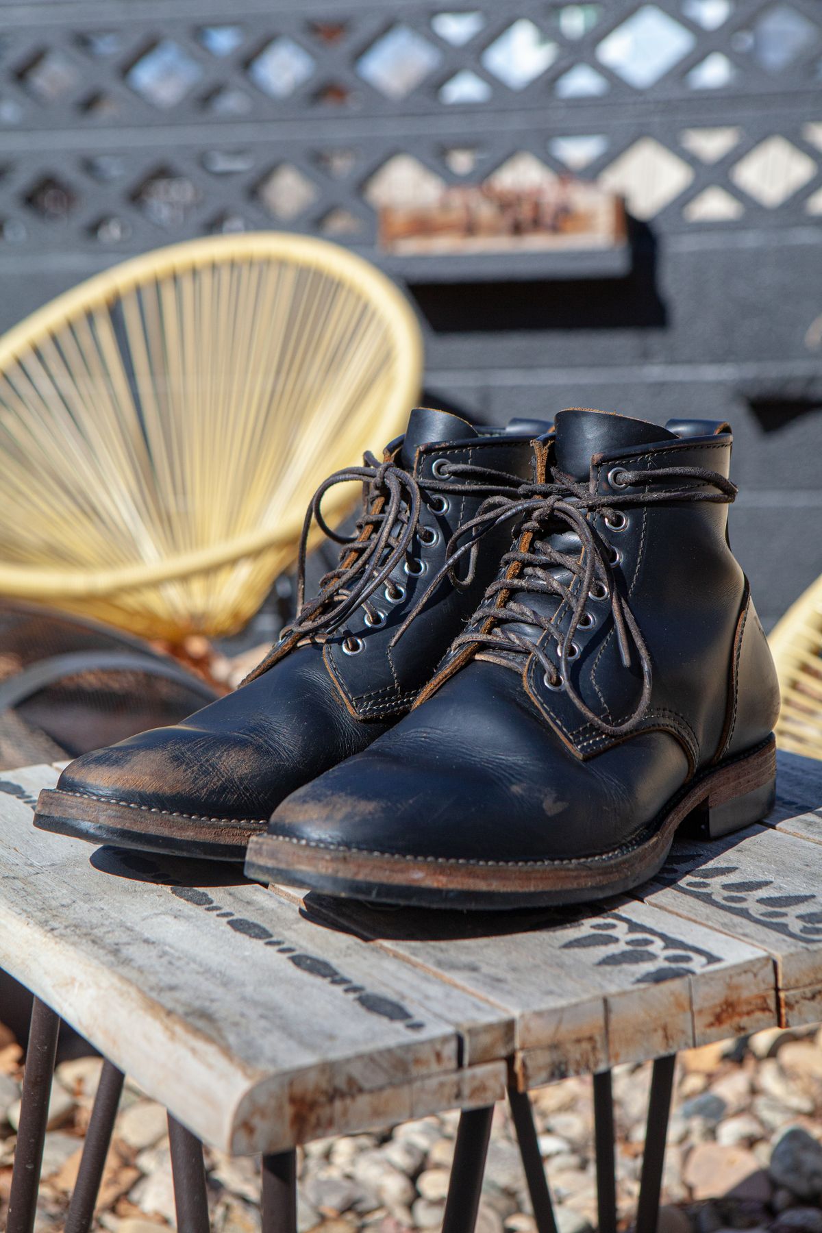 Photo by pigeontree on March 2, 2023 of the Santalum x PTC The Klondike Service Boot in S.B. Foot Black Klondike.