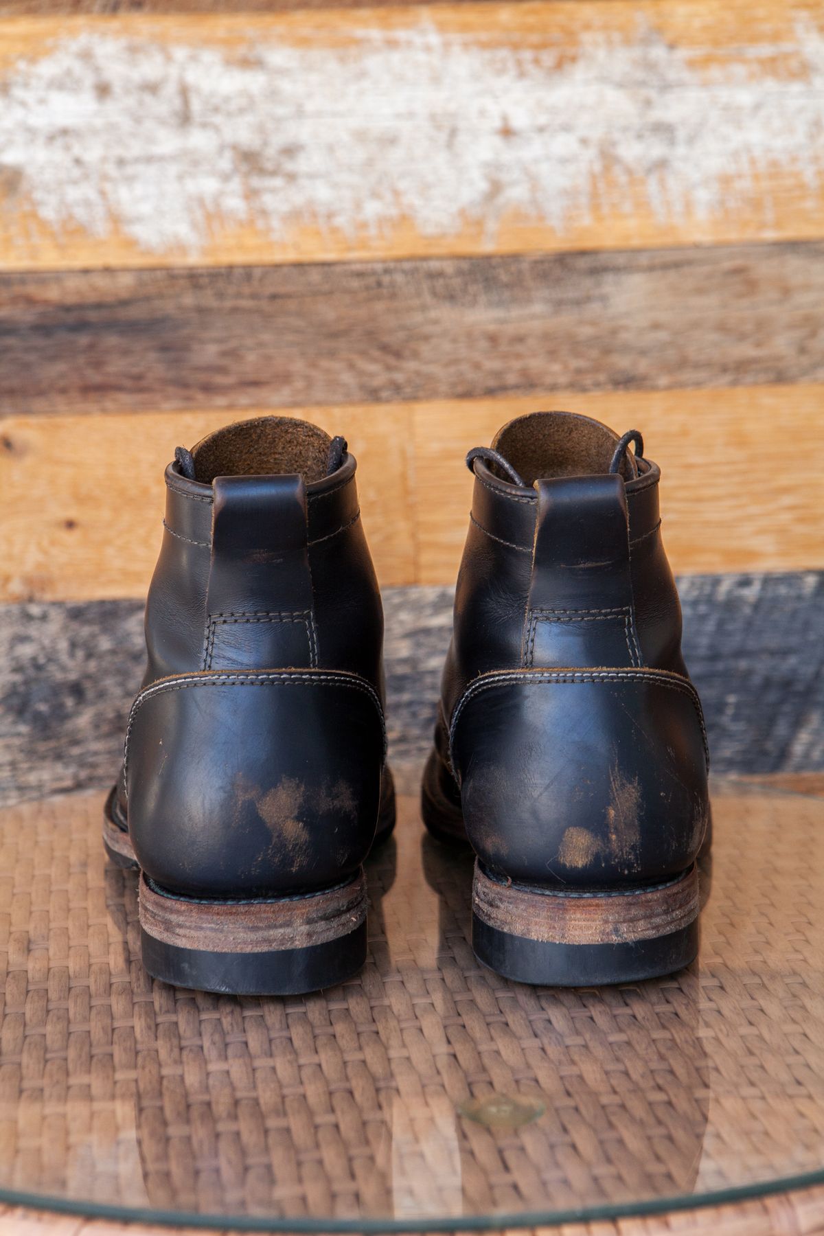 Photo by pigeontree on April 3, 2023 of the Santalum x PTC The Klondike Service Boot in S.B. Foot Black Klondike.