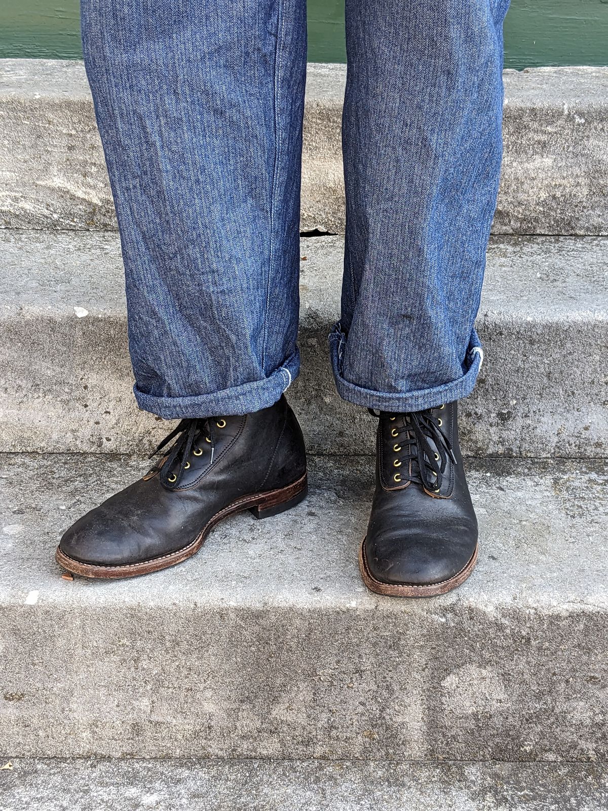 Photo by unsung on November 1, 2023 of the Unsung Prototype in Horween Black Wrangler Horsehide.