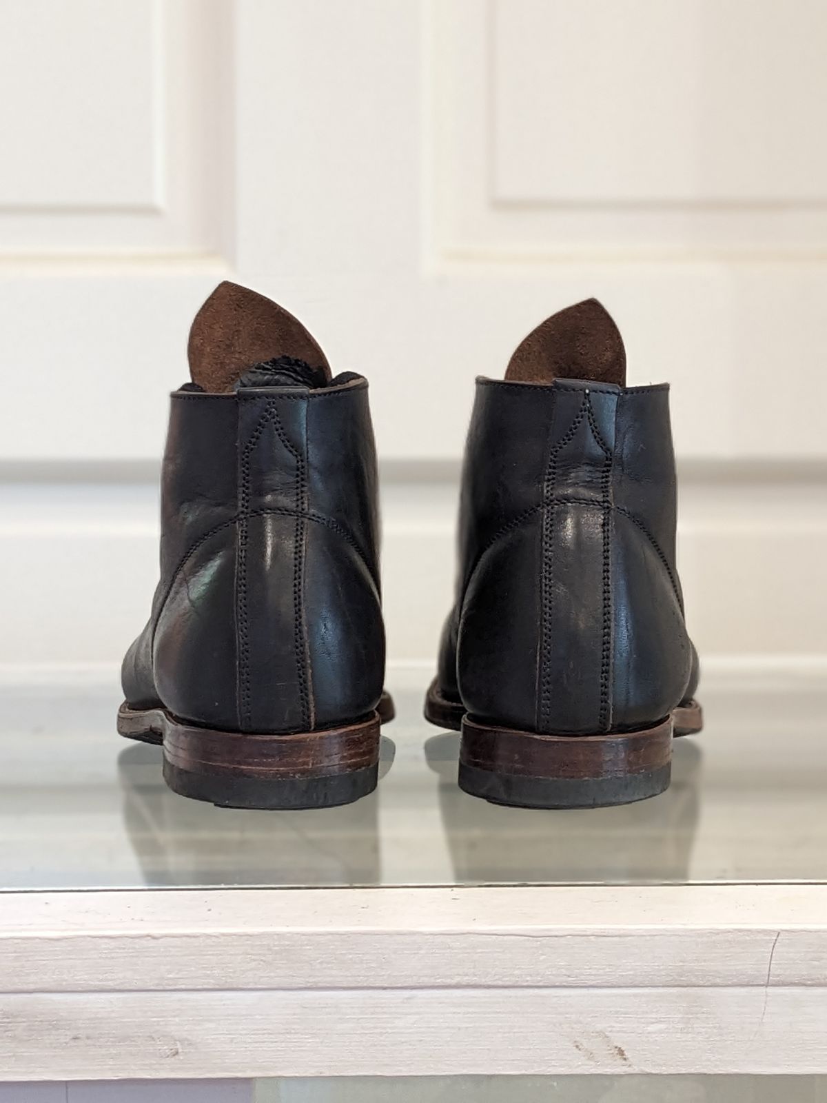Photo by unsung on November 1, 2023 of the Unsung Prototype in Horween Black Wrangler Horsehide.