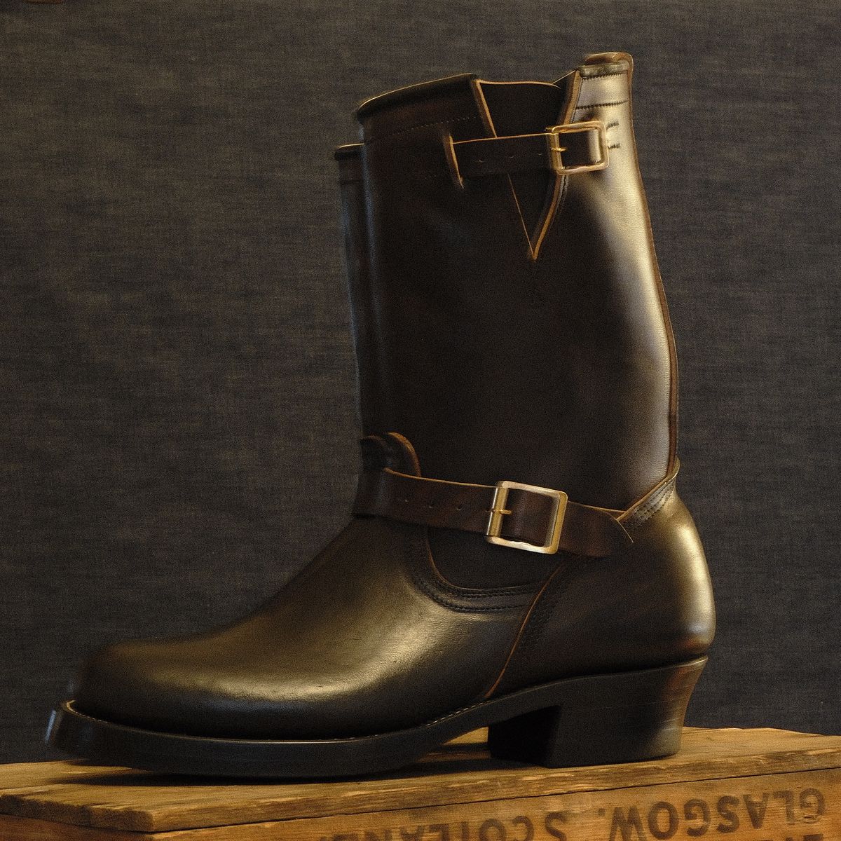 Photo by unsung on November 4, 2025 of the Unsung U 22-2 Engineer Boot in Maryam Black Horsebutt.