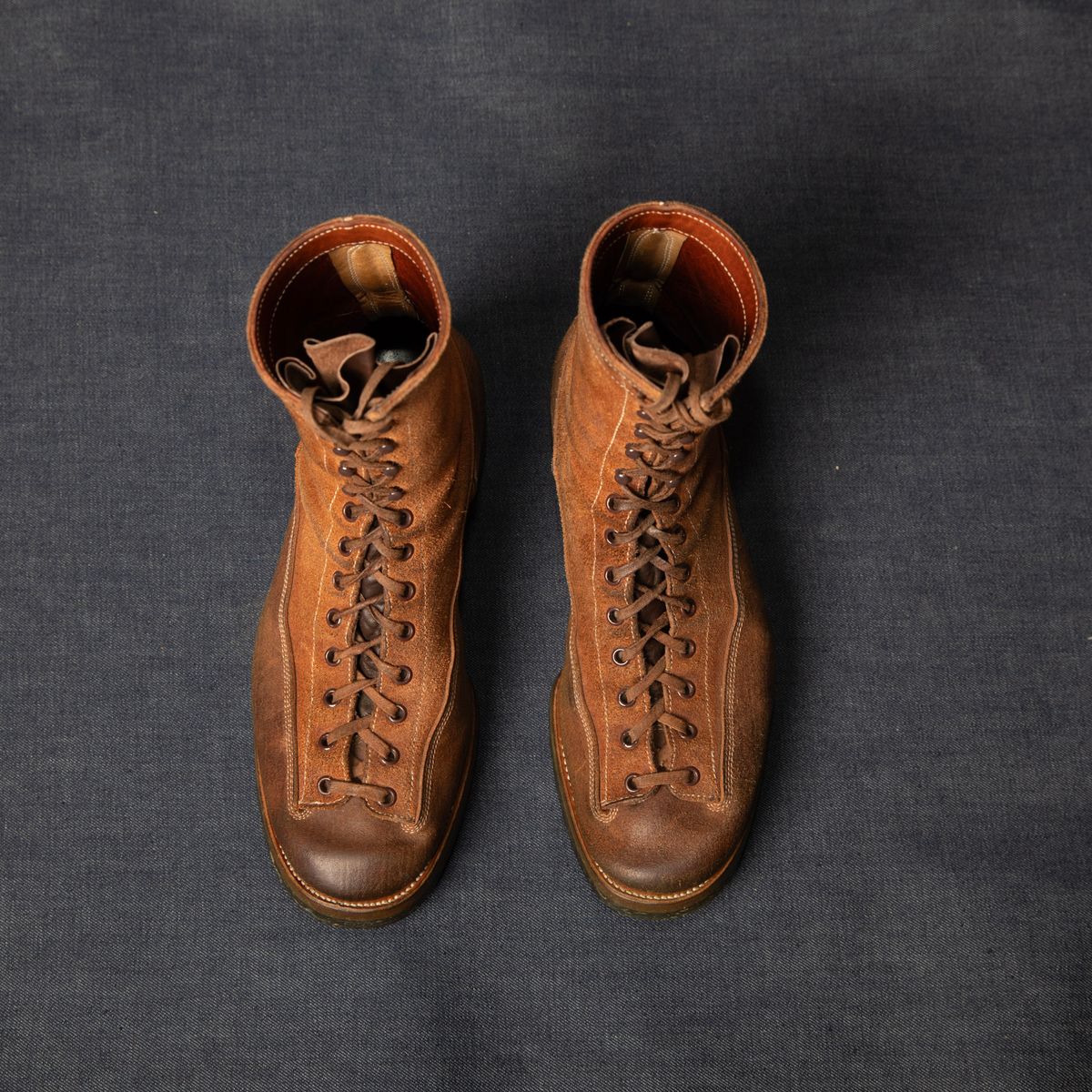 Photo by unsung on April 3, 2025 of the Unsung Prototype LTT in Horween Natural Waxed Flesh.