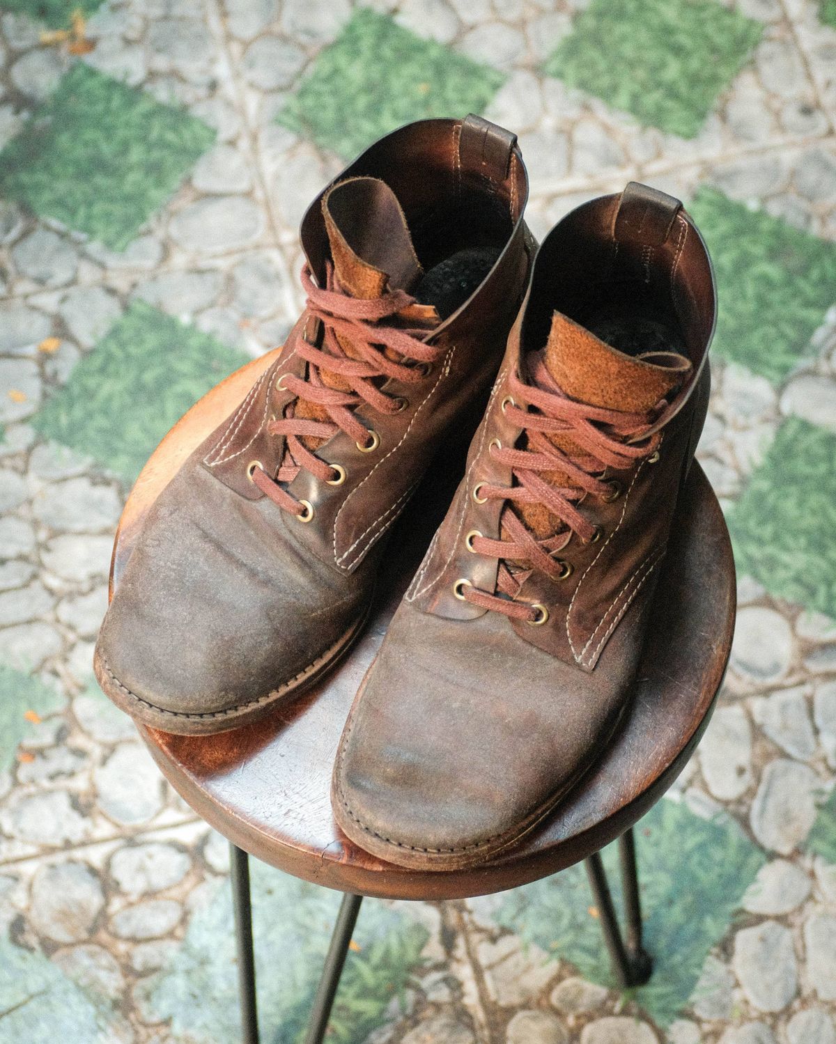 Photo by akito on December 1, 2025 of the Akito WWII Type 5 M90 IJA Boot in Comipel Crust Shell Cordovan.