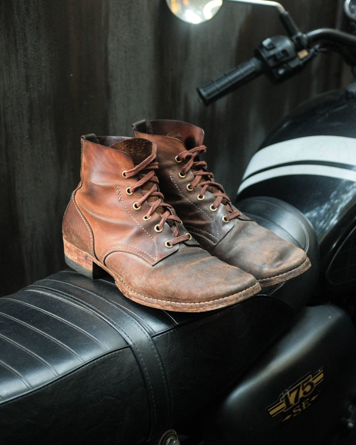 Photo by akito on February 2, 2026 of the Akito WWII Type 5 M90 IJA Boot in Comipel Crust Shell Cordovan.