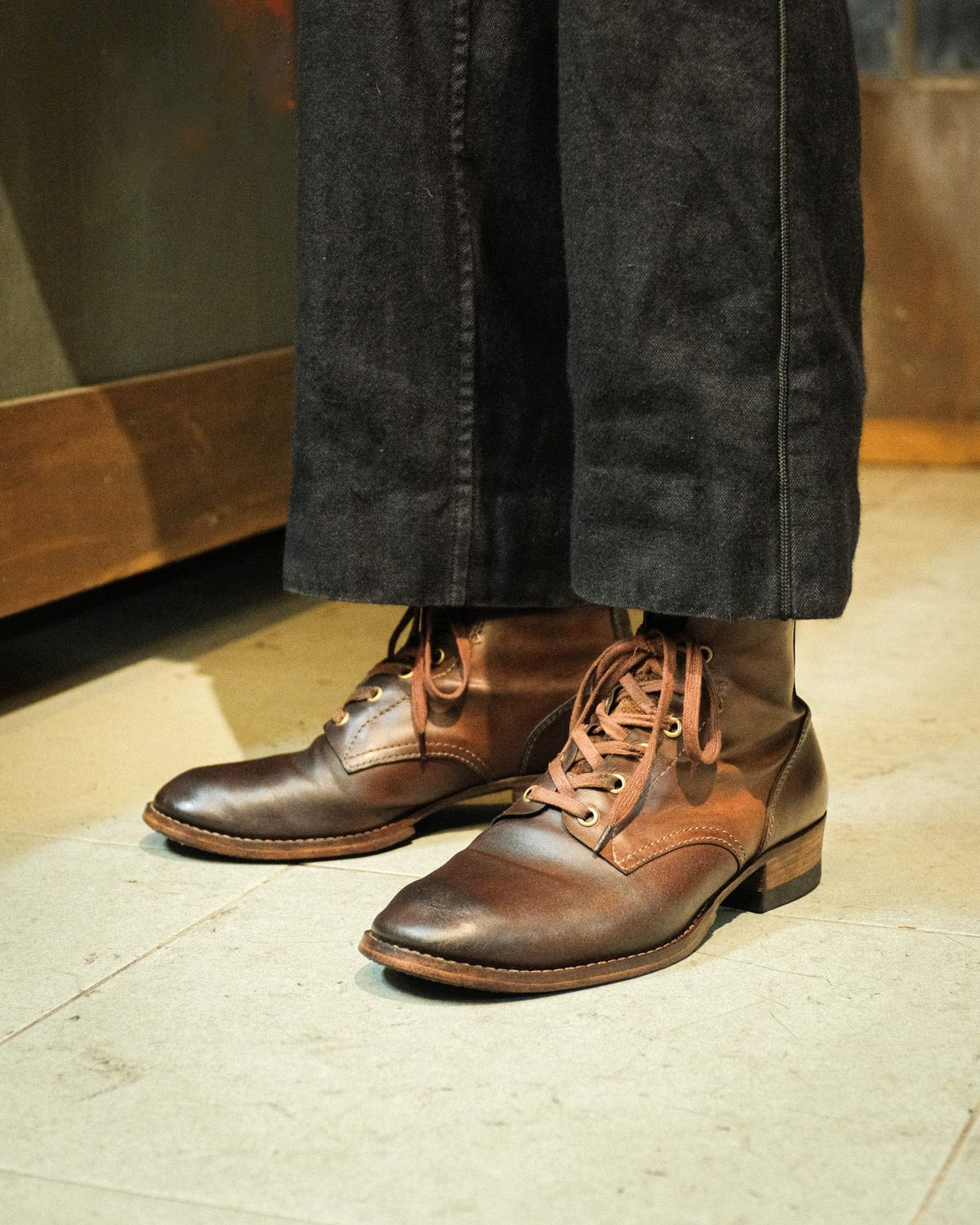 Photo by akito on April 3, 2026 of the Akito WWII Type 5 M90 IJA Boot in Comipel Crust Shell Cordovan.