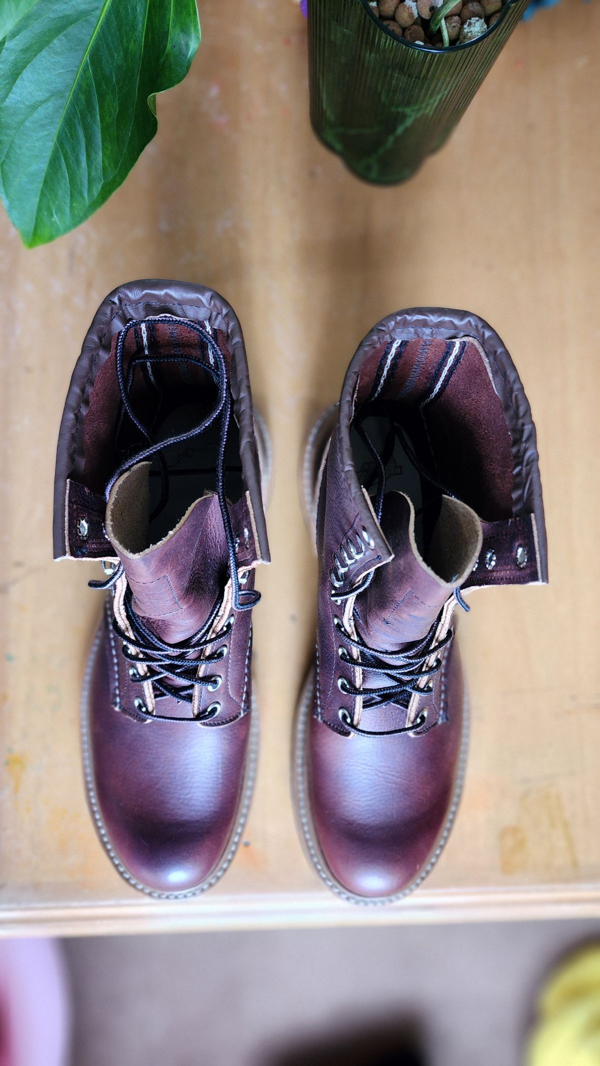 Photo by Littlewood555 on November 2, 2025 of the Red Wing 4585 120th Anniversary Logger Boot Briar Oil Slick in S.B. Foot Briar Oil Slick.