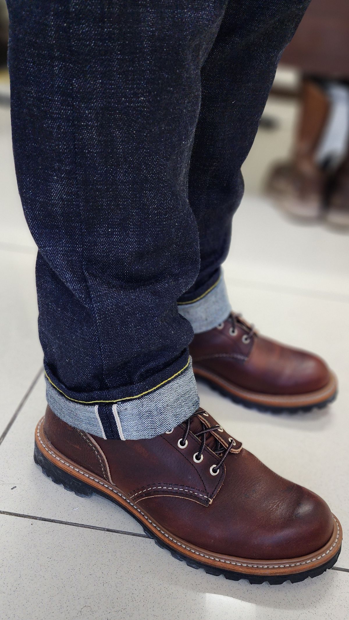 Photo by Littlewood555 on November 5, 2025 of the Red Wing 4585 120th Anniversary Logger Boot Briar Oil Slick in S.B. Foot Briar Oil Slick.