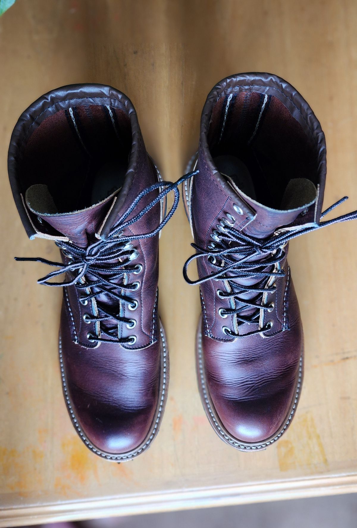 Photo by Littlewood555 on December 6, 2025 of the Red Wing 4585 120th Anniversary Logger Boot Briar Oil Slick in S.B. Foot Briar Oil Slick.