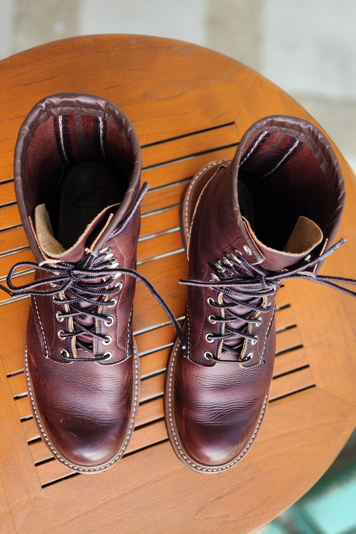 Photo by Littlewood555 on February 4, 2026 of the Red Wing 4585 120th Anniversary Logger Boot Briar Oil Slick in S.B. Foot Briar Oil Slick.