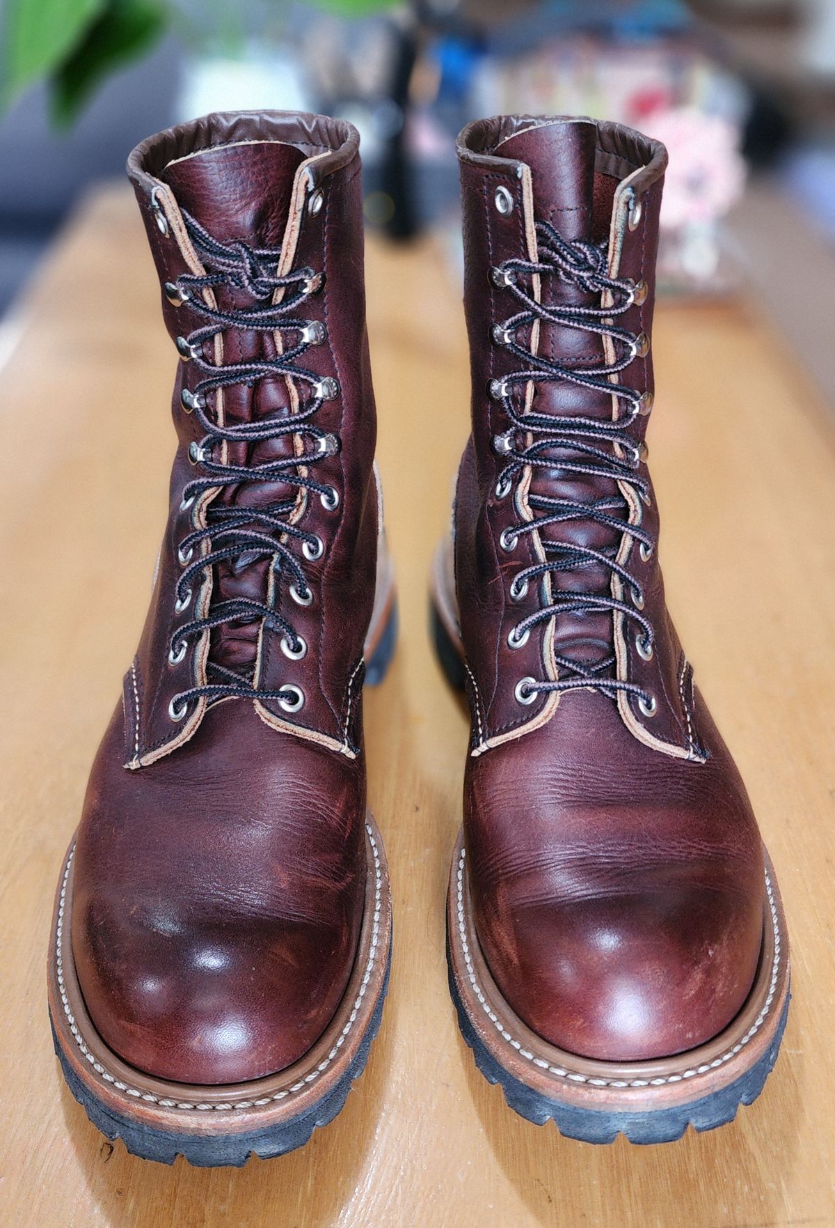 Photo by Littlewood555 on March 1, 2026 of the Red Wing 4585 120th Anniversary Logger Boot Briar Oil Slick in S.B. Foot Briar Oil Slick.