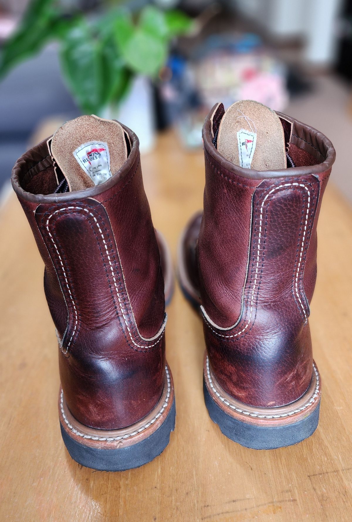 Photo by Littlewood555 on March 29, 2026 of the Red Wing 4585 120th Anniversary Logger Boot Briar Oil Slick in S.B. Foot Briar Oil Slick.