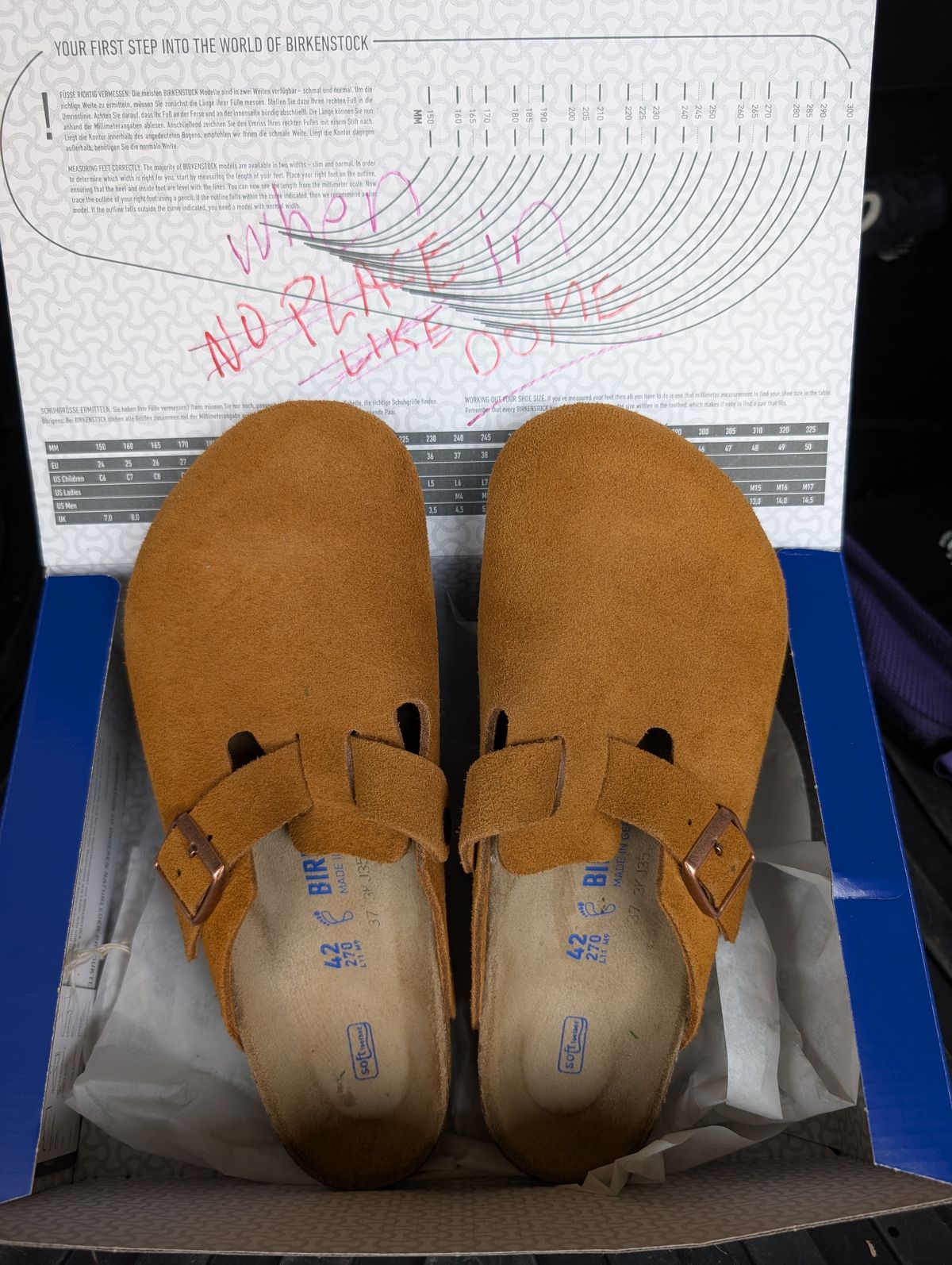 Photo by cross on November 3, 2024 of the Birkenstock Boston in Mink Suede.