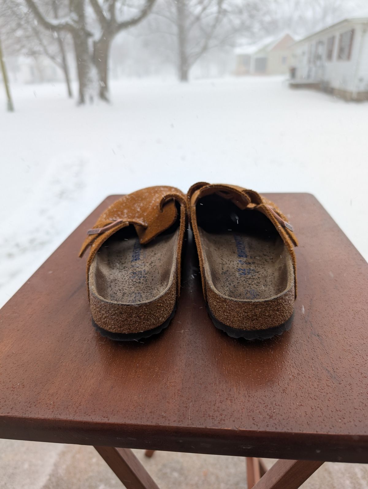 Photo by cross on January 5, 2025 of the Birkenstock Boston in Mink Suede.