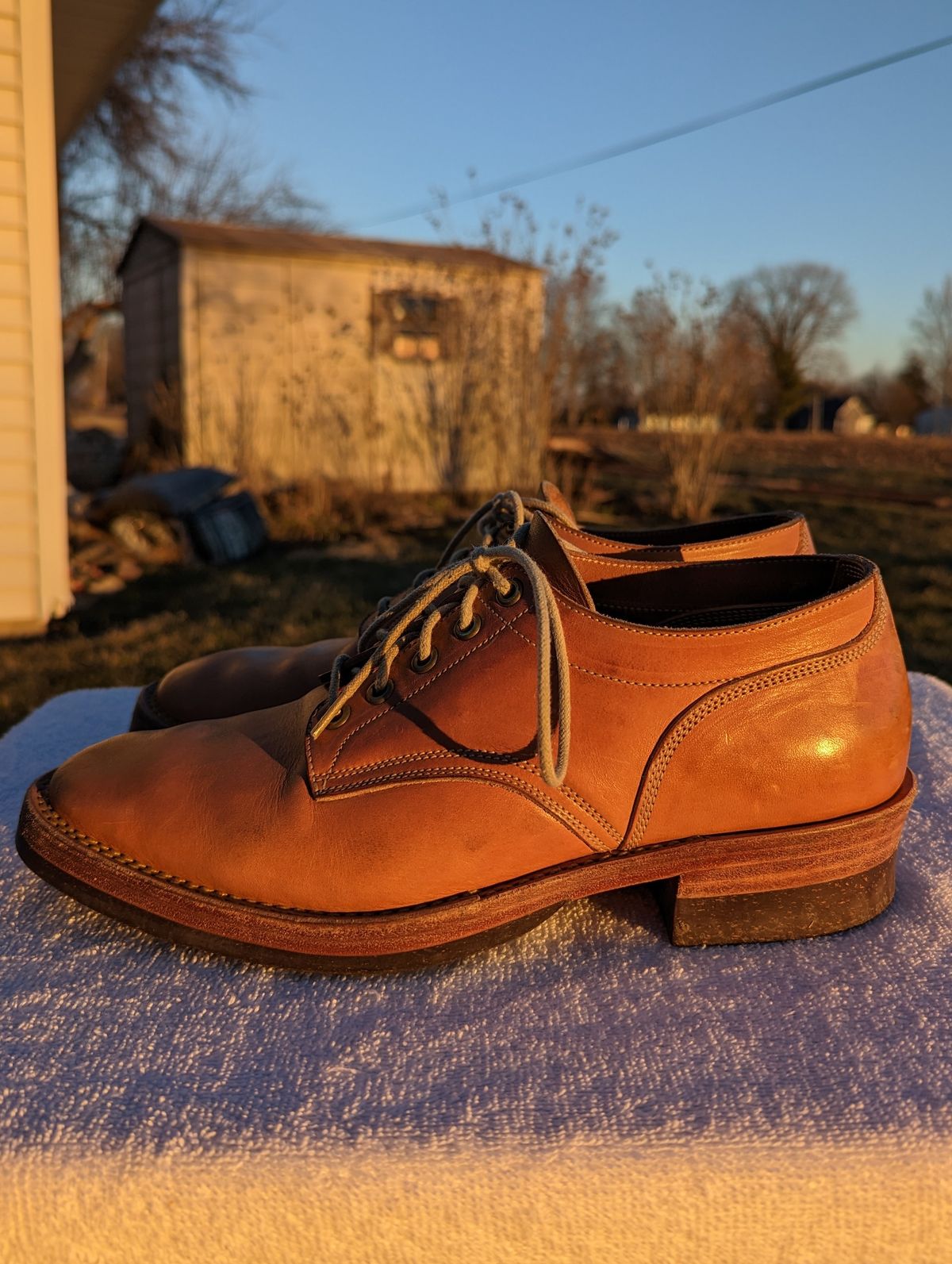 Photo by cross on February 3, 2023 of the Onderhoud LVL01 Derby Boot in Wickett & Craig Russet Traditional Harness.