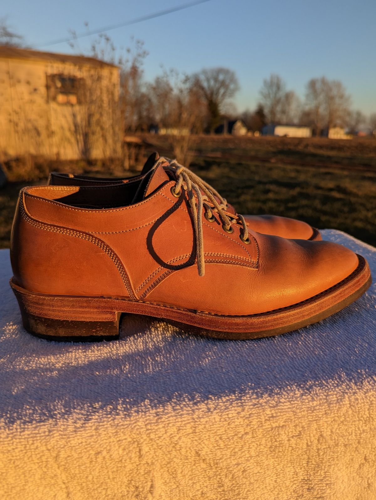 Photo by cross on February 3, 2023 of the Onderhoud LVL01 Derby Boot in Wickett & Craig Russet Traditional Harness.