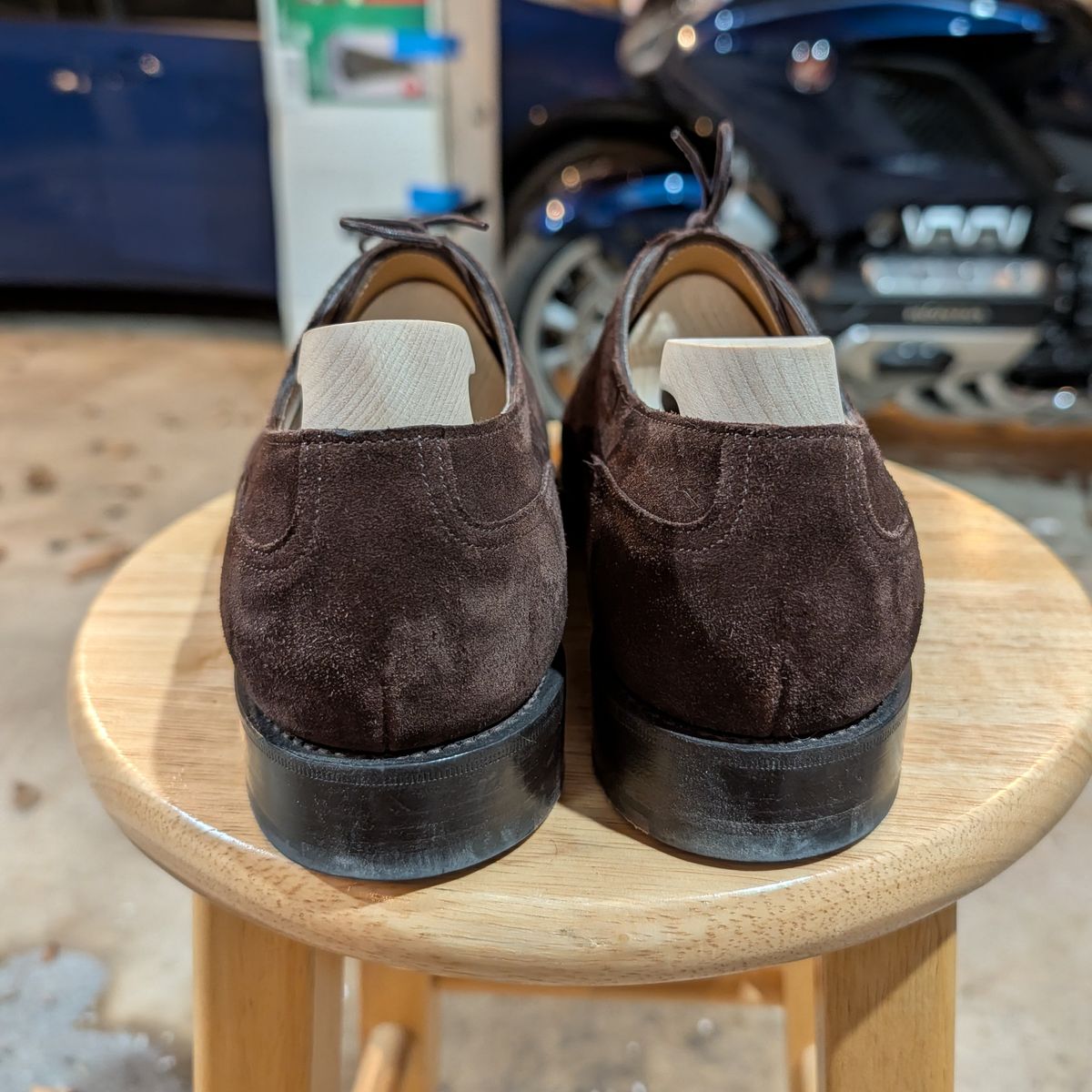 Photo by cross on January 6, 2026 of the Edward Green Dover in Mink Suede.