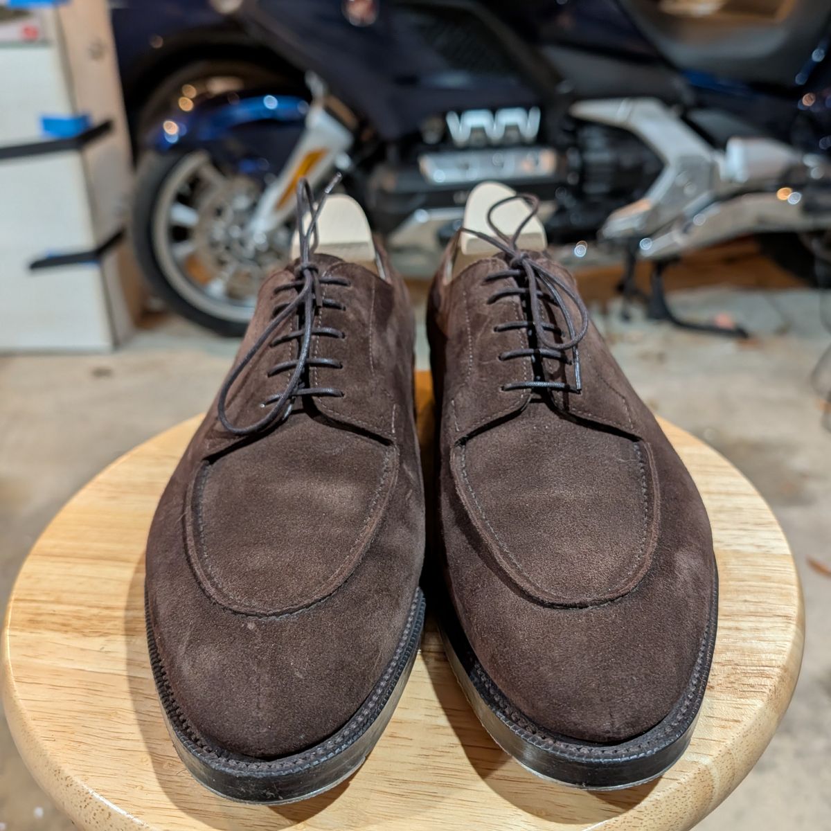 Photo by cross on January 6, 2026 of the Edward Green Dover in Mink Suede.