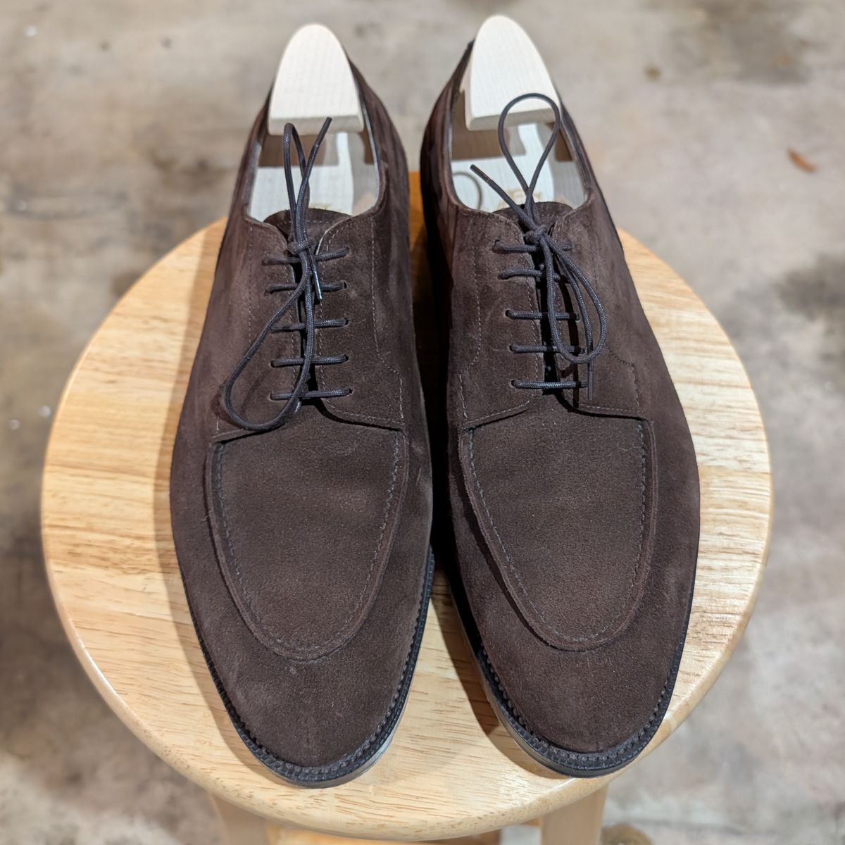 Photo by cross on January 6, 2026 of the Edward Green Dover in Mink Suede.