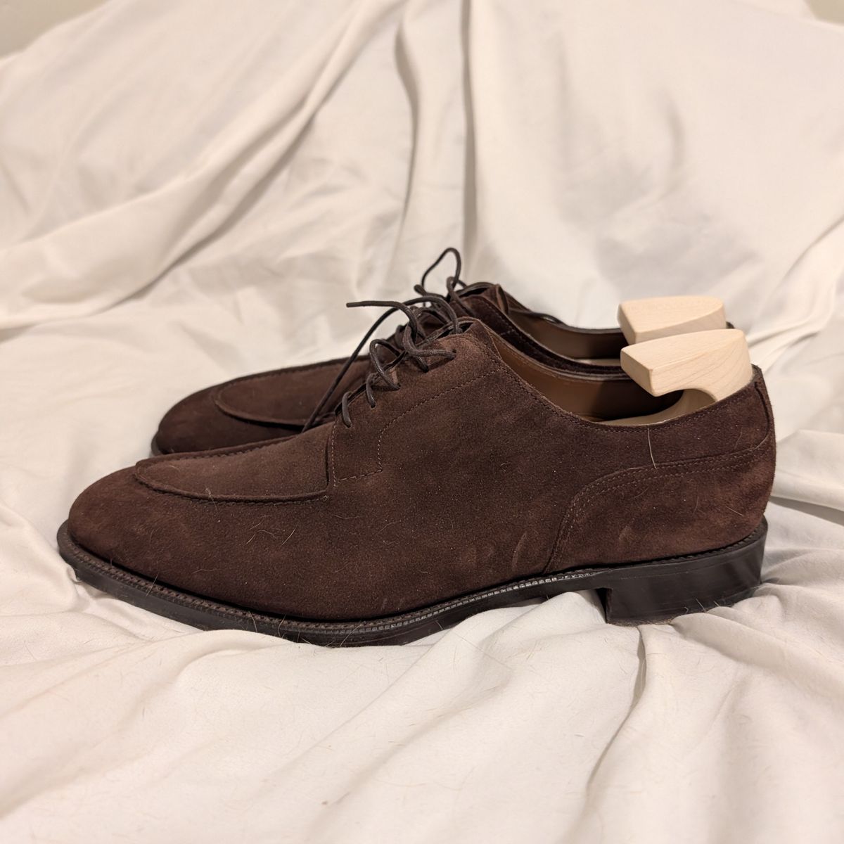 Photo by cross on February 6, 2026 of the Edward Green Dover in Mink Suede.