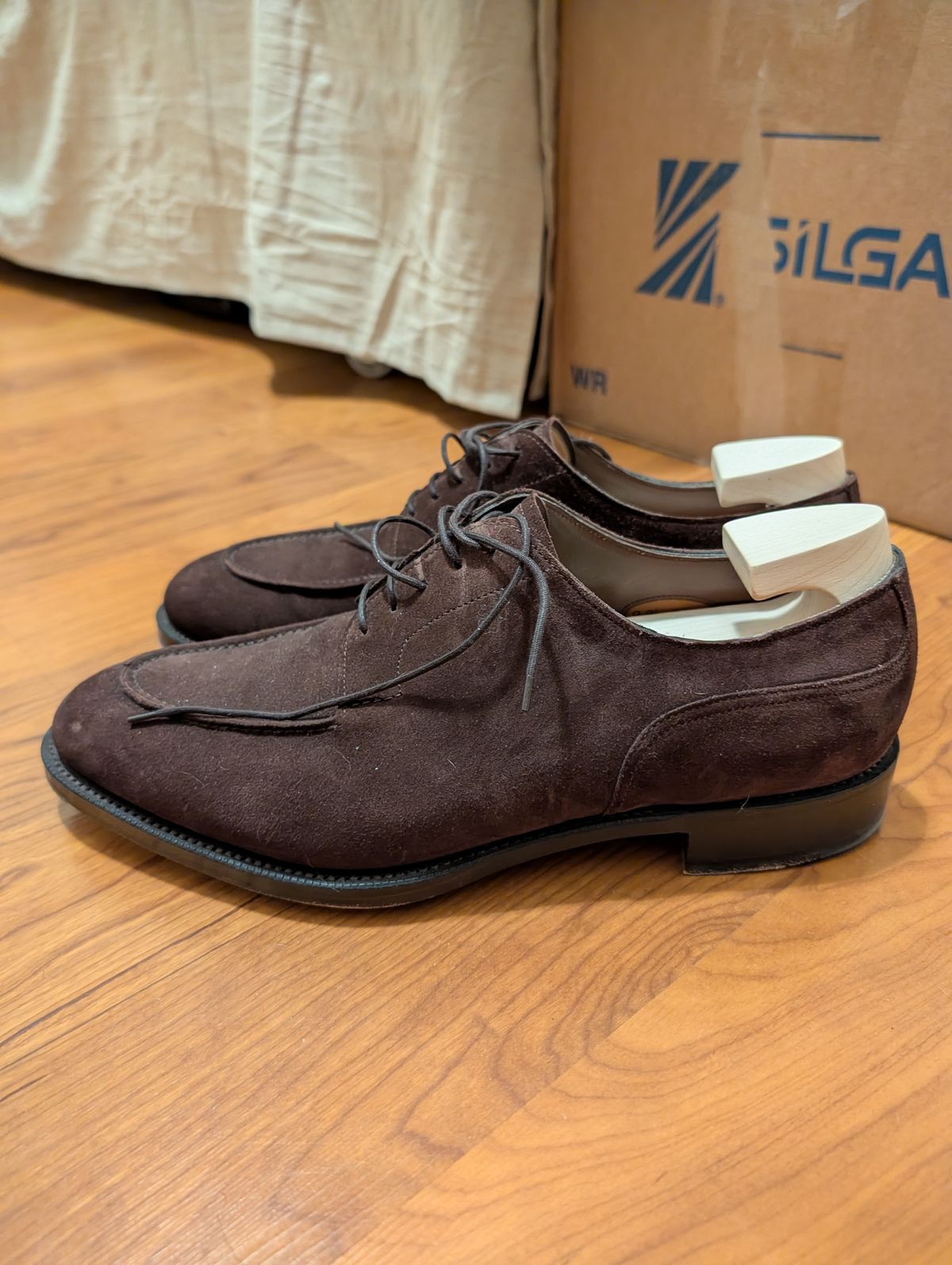 Photo by cross on March 6, 2026 of the Edward Green Dover in Mink Suede.