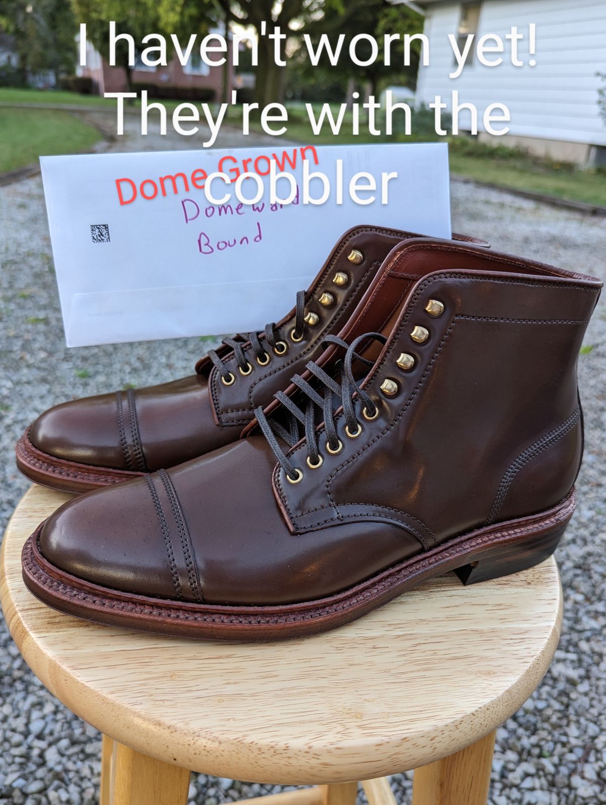 Photo by cross on November 6, 2023 of the Alden x Stitchdown Stitchup 3 in Horween Ravello Shell Cordovan.