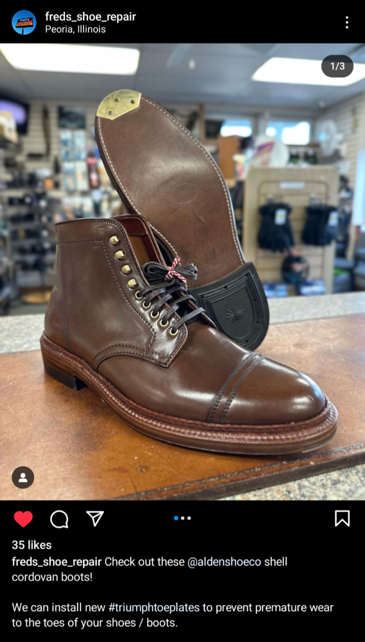 Photo by cross on December 5, 2023 of the Alden x Stitchdown Stitchup 3 in Horween Ravello Shell Cordovan.