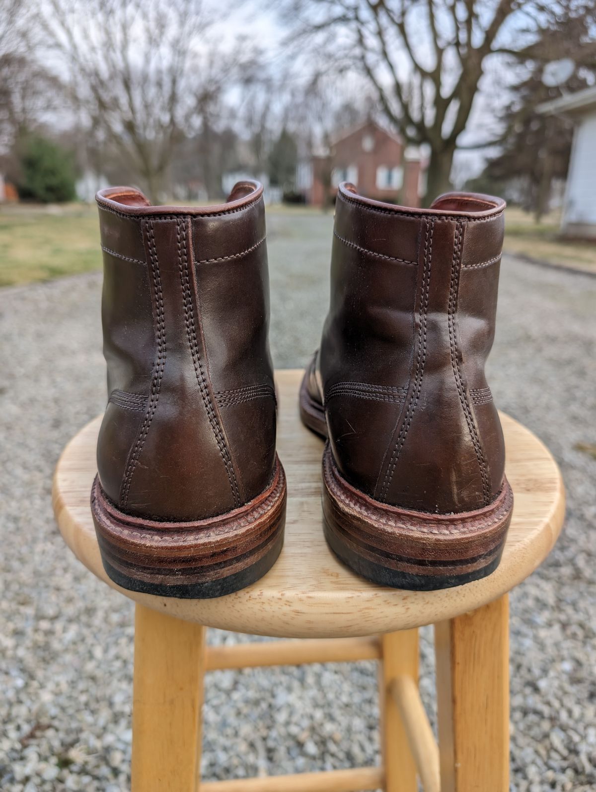 Photo by cross on March 4, 2024 of the Alden x Stitchdown Stitchup 3 in Horween Ravello Shell Cordovan.
