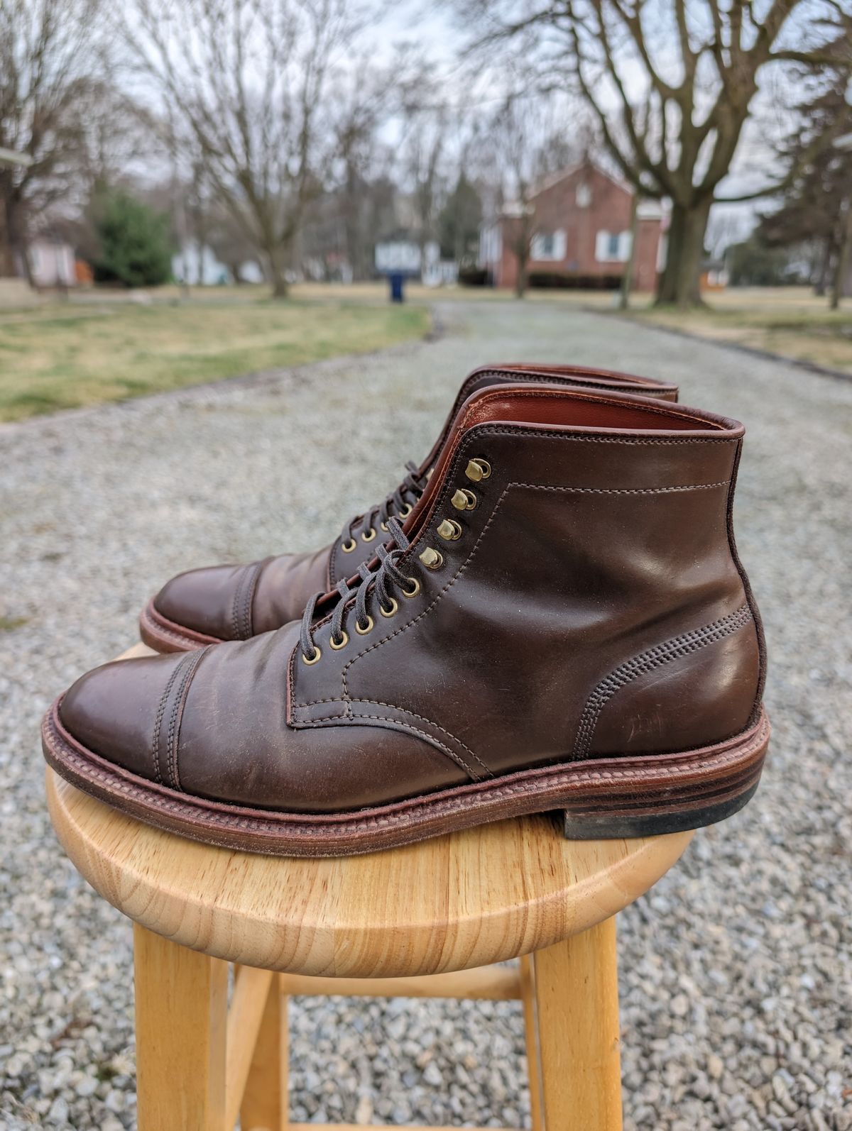 Photo by cross on March 4, 2024 of the Alden x Stitchdown Stitchup 3 in Horween Ravello Shell Cordovan.