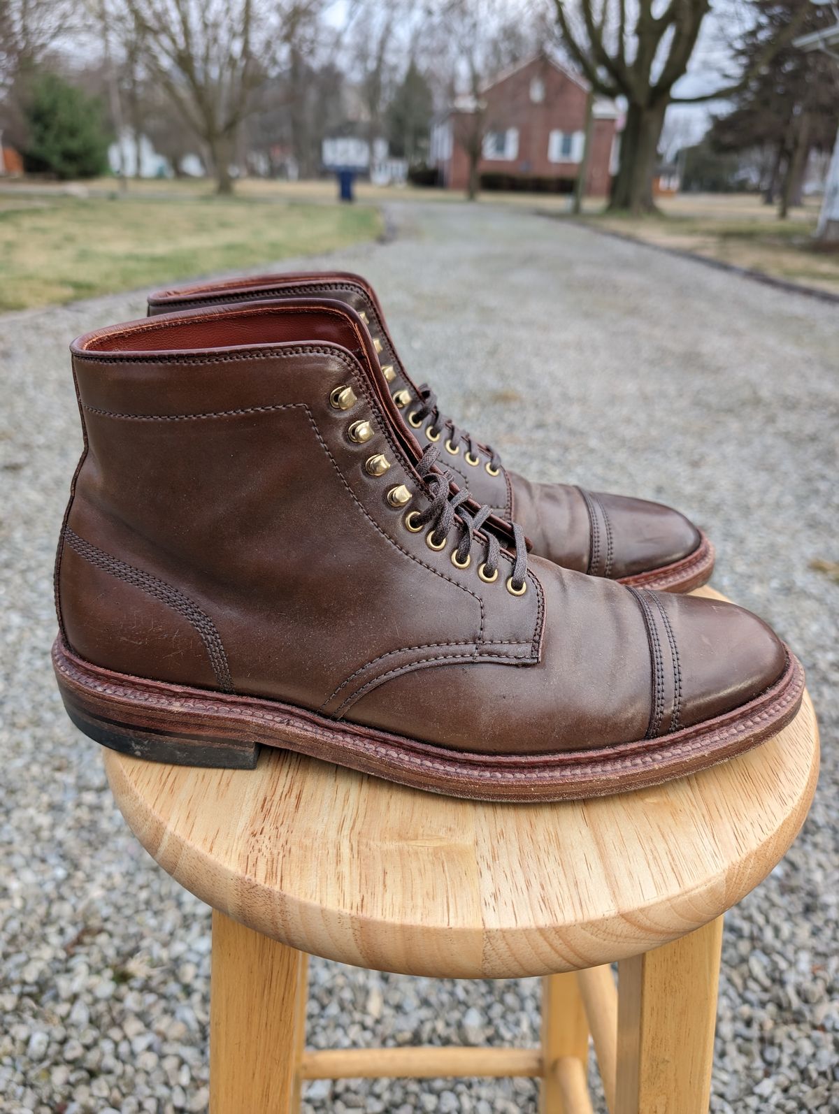 Photo by cross on March 4, 2024 of the Alden x Stitchdown Stitchup 3 in Horween Ravello Shell Cordovan.