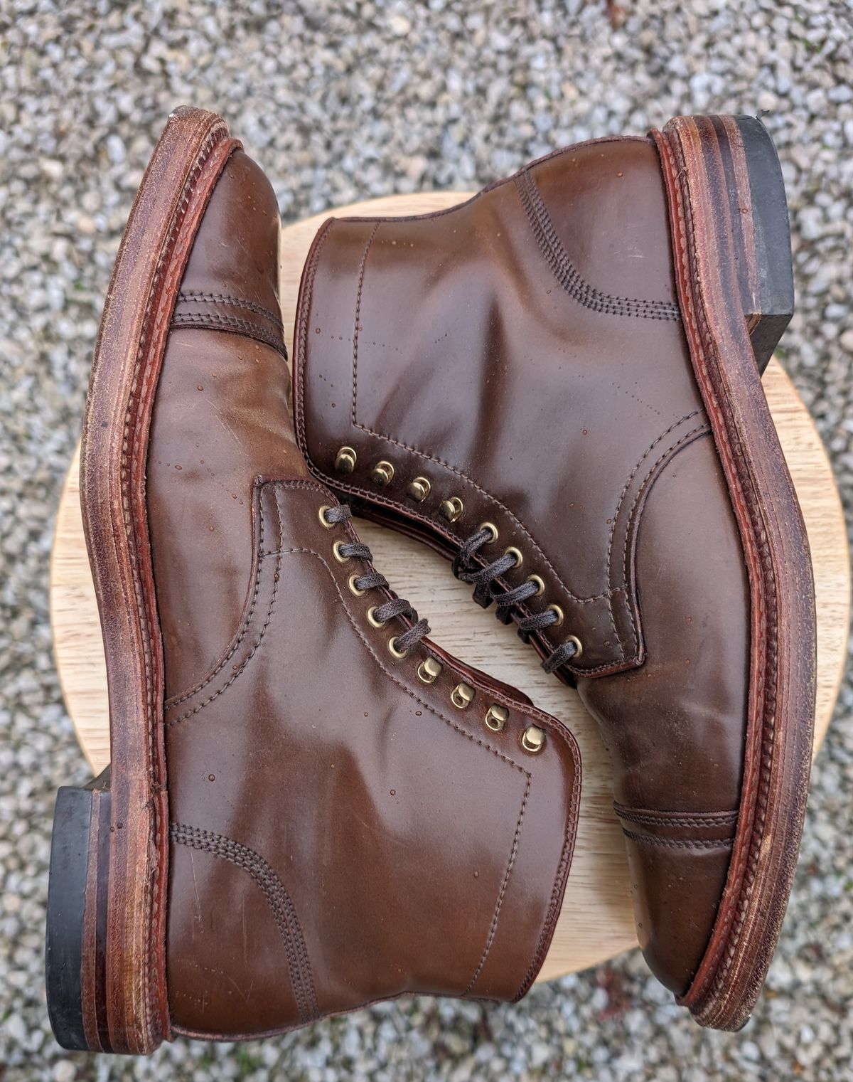 Photo by cross on April 4, 2024 of the Alden x Stitchdown Stitchup 3 in Horween Ravello Shell Cordovan.