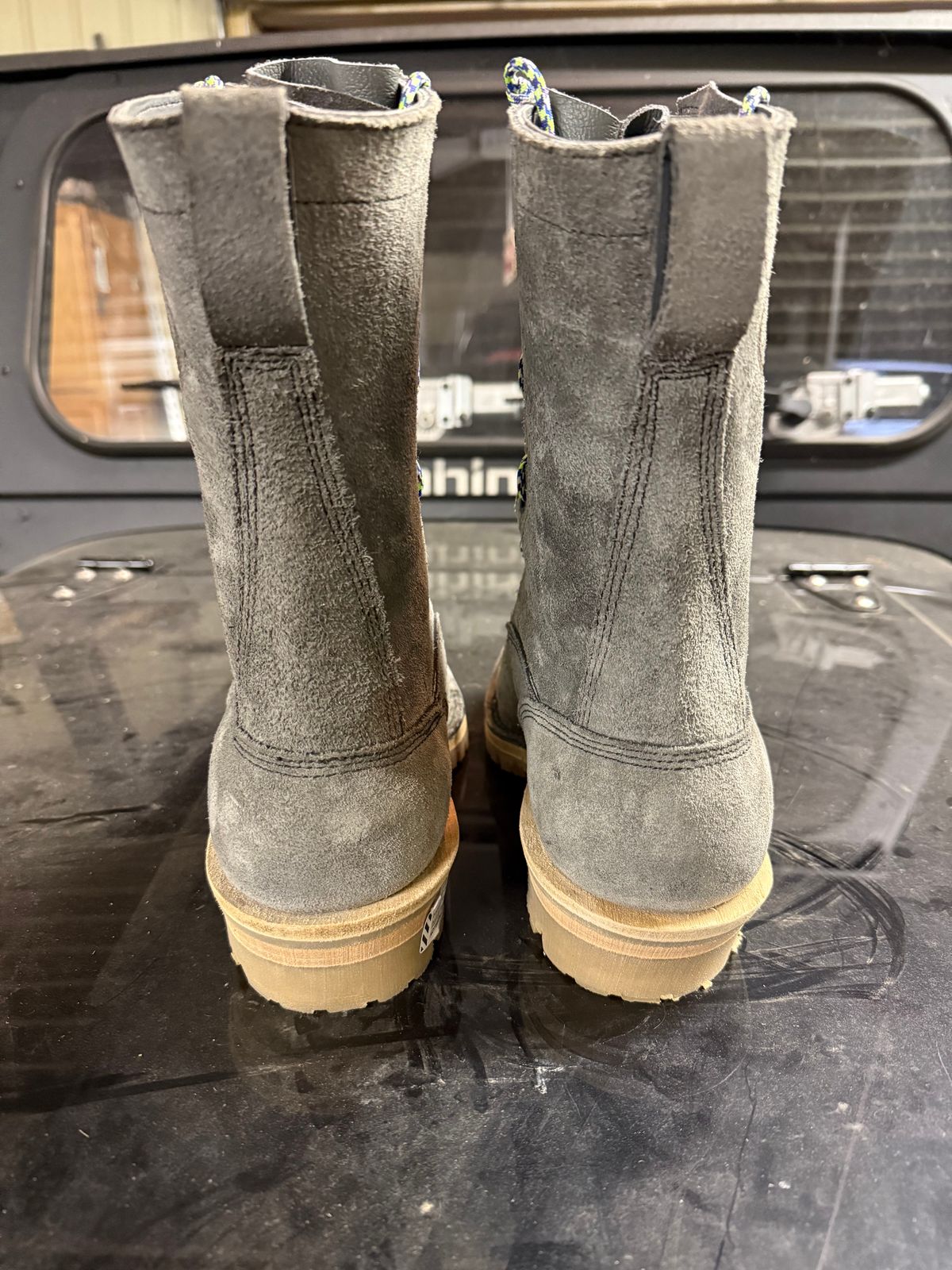 Photo by chadthebootguy on October 6, 2025 of the JK Boots Super Station Boot in JK 8oz Grey roughout.