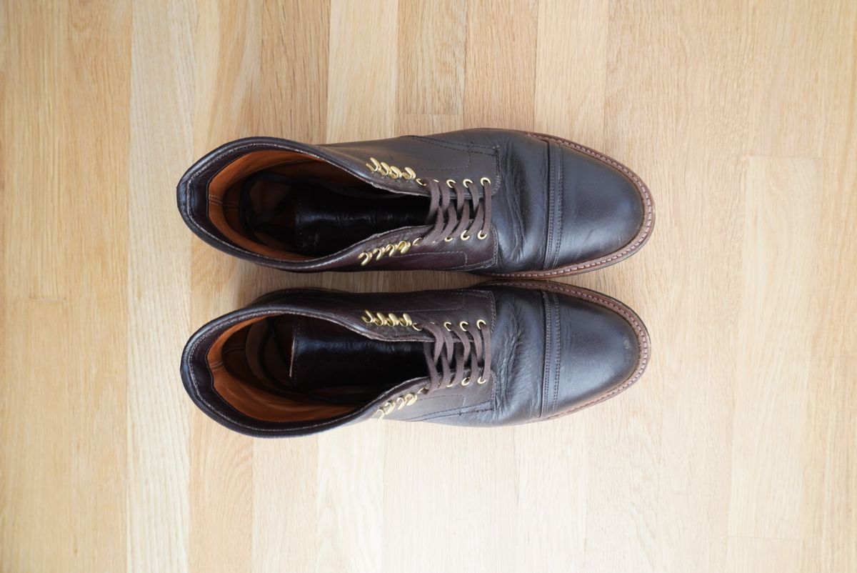 Photo by inthosejawnz on November 2, 2023 of the Alden x Stitchdown Stitchup 2.0 in Horween Arabica Lux Calfskin.