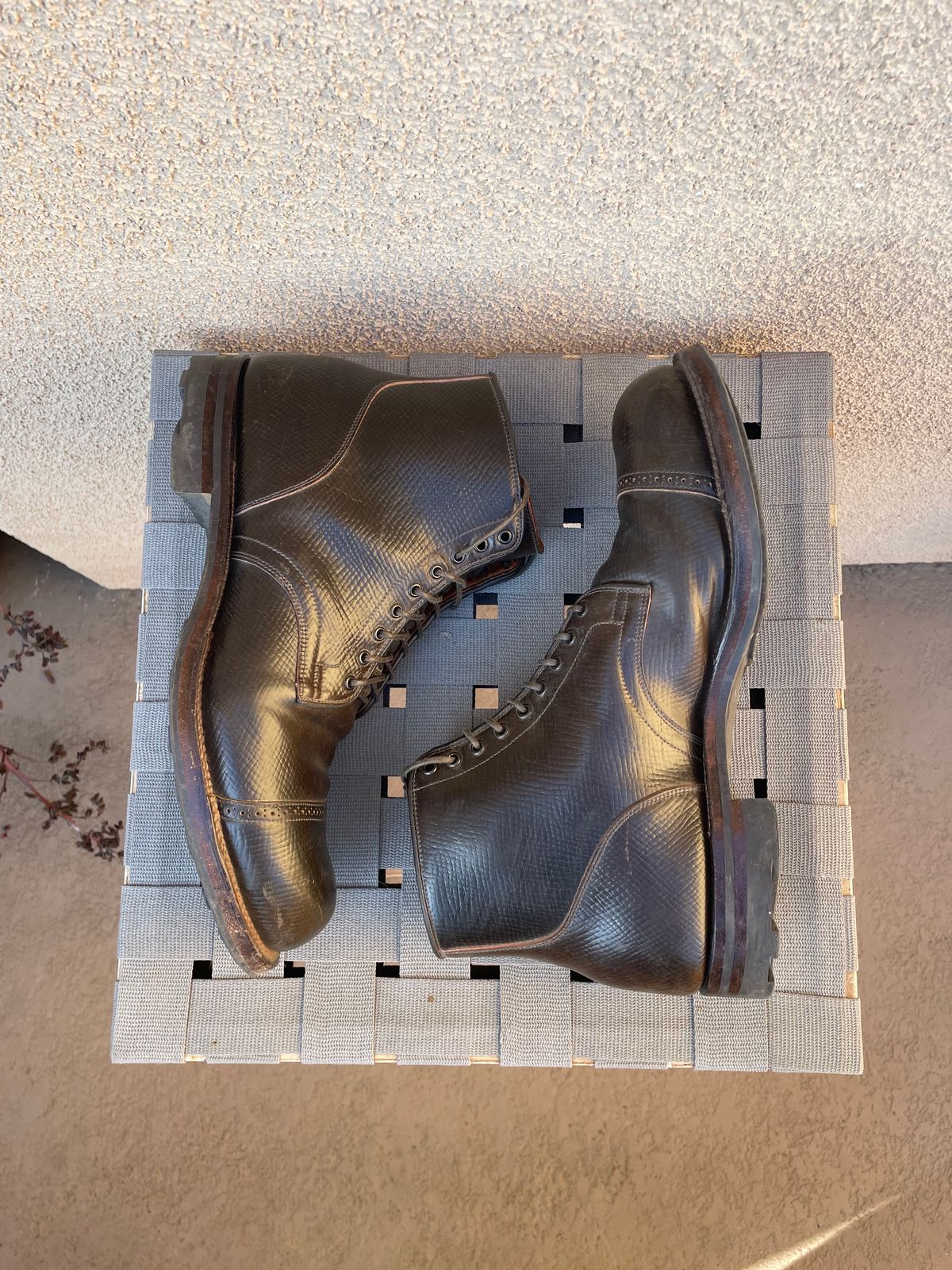 Photo by inthosejawnz on January 5, 2025 of the Viberg Service Boot BCT in Horween Cognac Shell Boxboard.