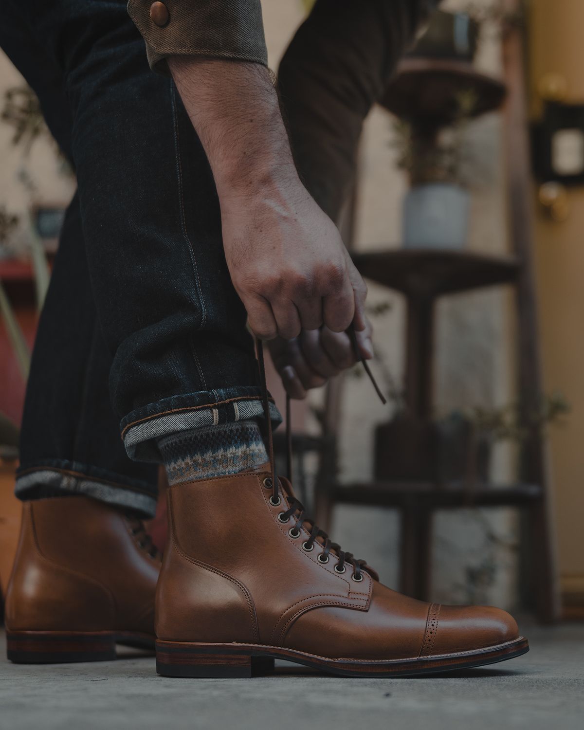 Photo by inthosejawnz on October 3, 2022 of the Viberg Service Boot BCT in Horween Bourbon Horsebutt.