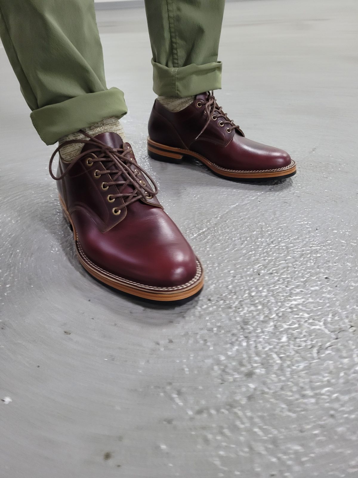 Photo by MyNameisJeff on October 3, 2022 of the Onderhoud LVL01 Derby Boot in Horween Color 8 Chromexcel.