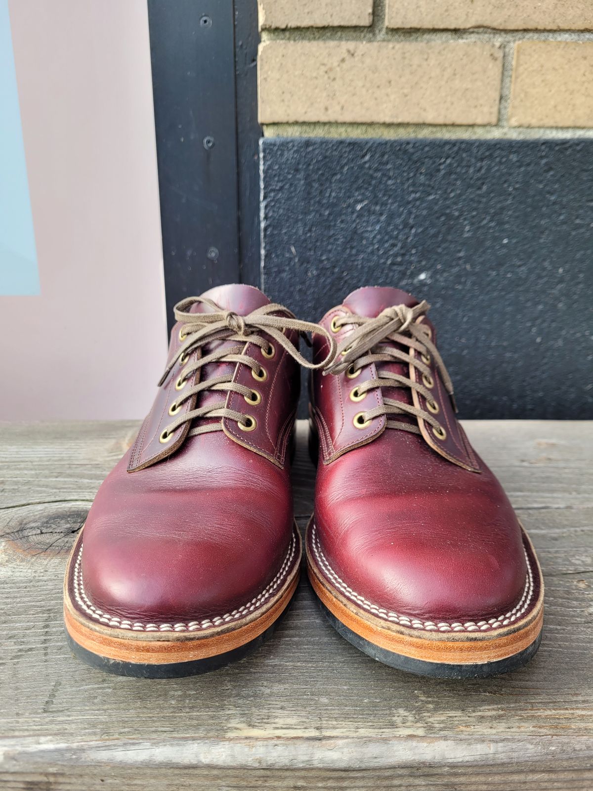 Photo by MyNameisJeff on November 1, 2022 of the Onderhoud LVL01 Derby Boot in Horween Color 8 Chromexcel.