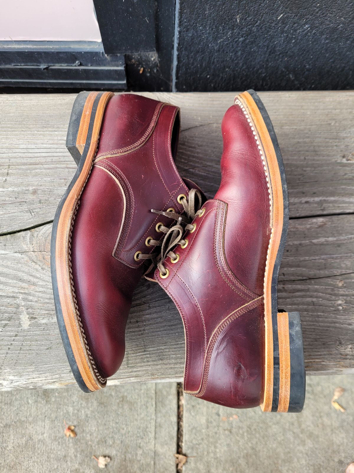 Photo by MyNameisJeff on November 1, 2022 of the Onderhoud LVL01 Derby Boot in Horween Color 8 Chromexcel.