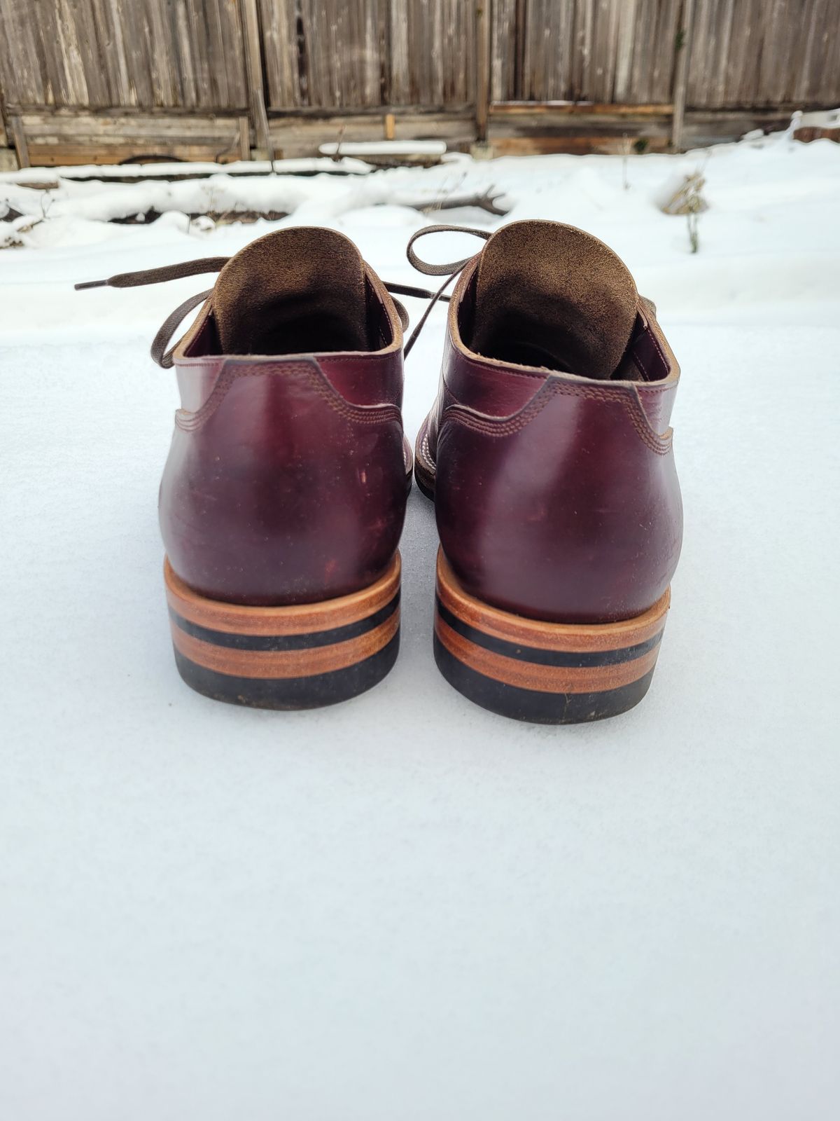Photo by MyNameisJeff on December 2, 2022 of the Onderhoud LVL01 Derby Boot in Horween Color 8 Chromexcel.