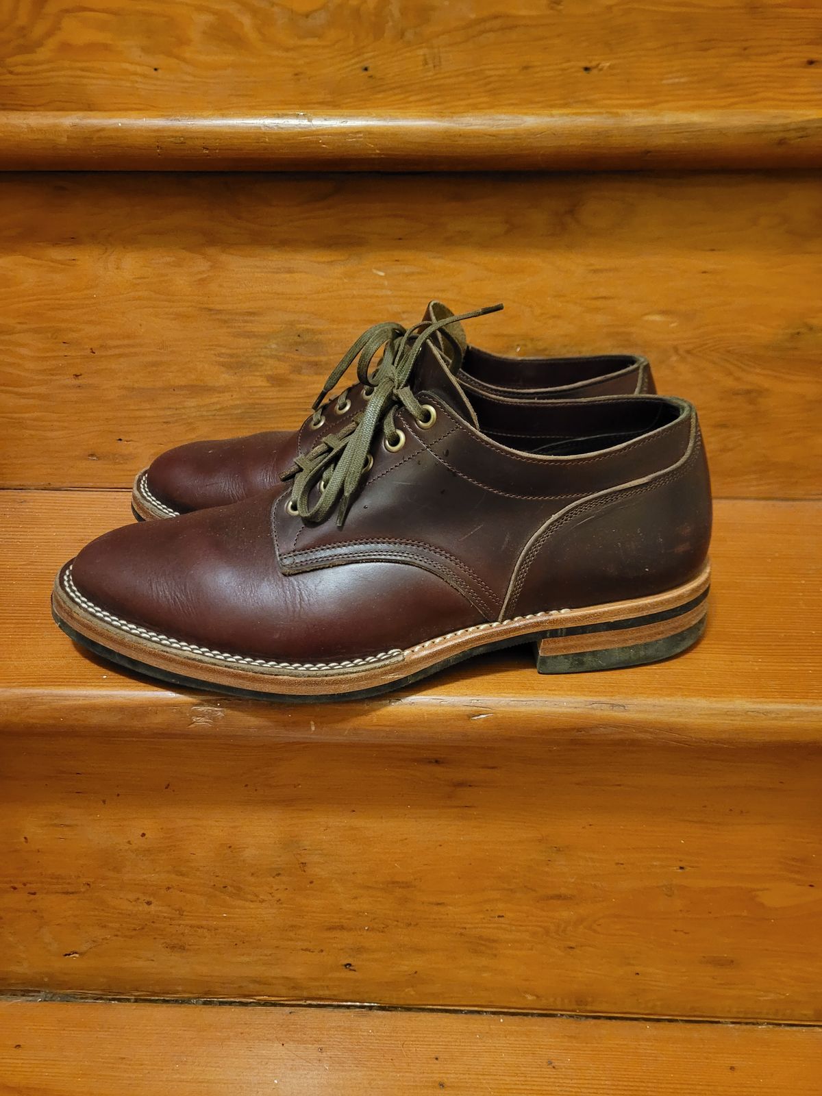 Photo by MyNameisJeff on February 2, 2023 of the Onderhoud LVL01 Derby Boot in Horween Color 8 Chromexcel.