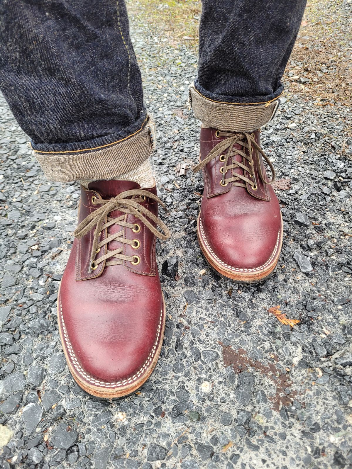 Photo by MyNameisJeff on February 6, 2023 of the Onderhoud LVL01 Derby Boot in Horween Color 8 Chromexcel.