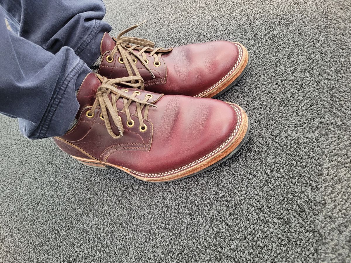 Photo by MyNameisJeff on March 1, 2023 of the Onderhoud LVL01 Derby Boot in Horween Color 8 Chromexcel.