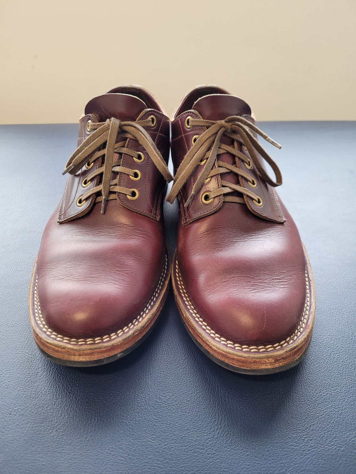 Photo by MyNameisJeff on March 1, 2023 of the Onderhoud LVL01 Derby Boot in Horween Color 8 Chromexcel.