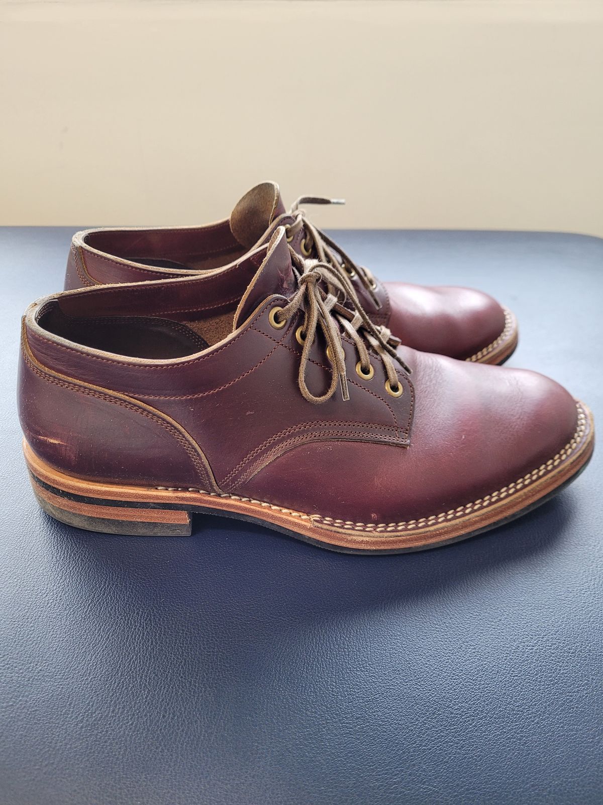 Photo by MyNameisJeff on March 1, 2023 of the Onderhoud LVL01 Derby Boot in Horween Color 8 Chromexcel.