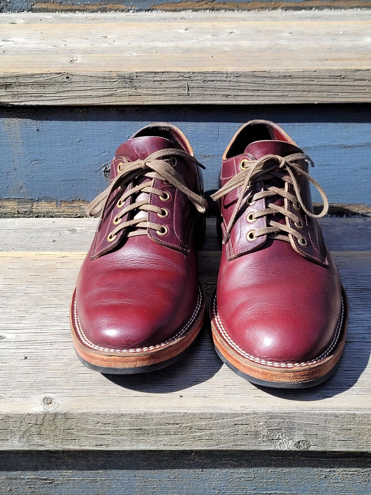 Photo by MyNameisJeff on April 1, 2023 of the Onderhoud LVL01 Derby Boot in Horween Color 8 Chromexcel.